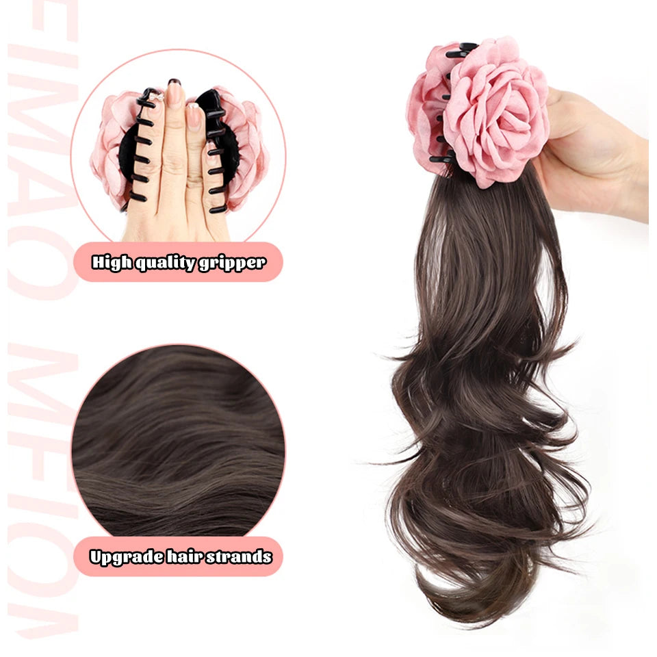Wavy Ponytail Hair Extension with Rose Clip