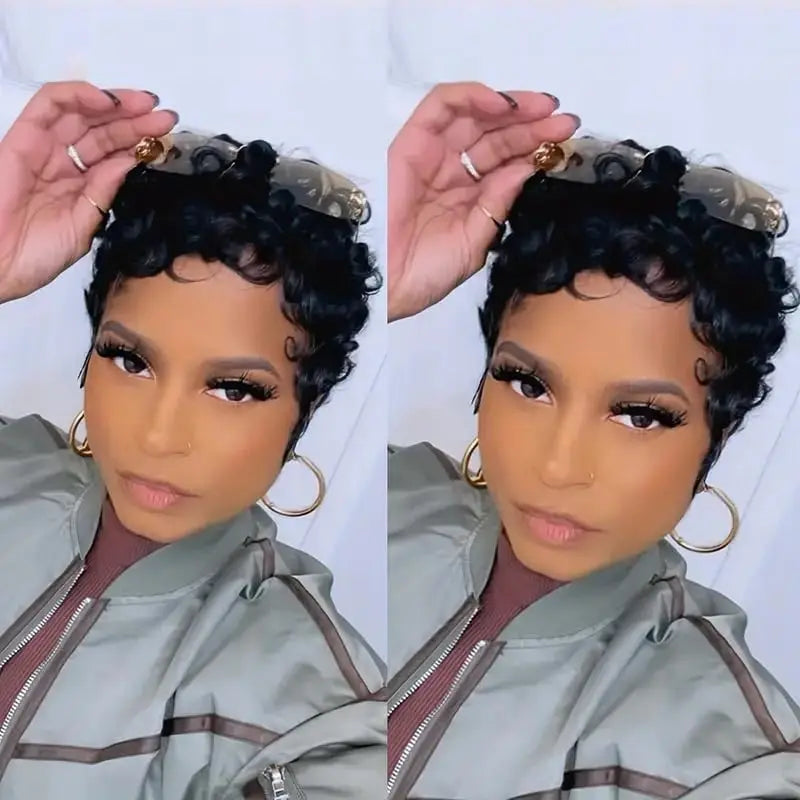 Short Curly Glueless Wig for Daily Wear - 2