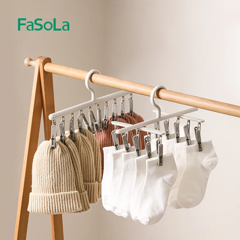 10-Clip Hanging Drying Rack for Socks and Undergarments - 1