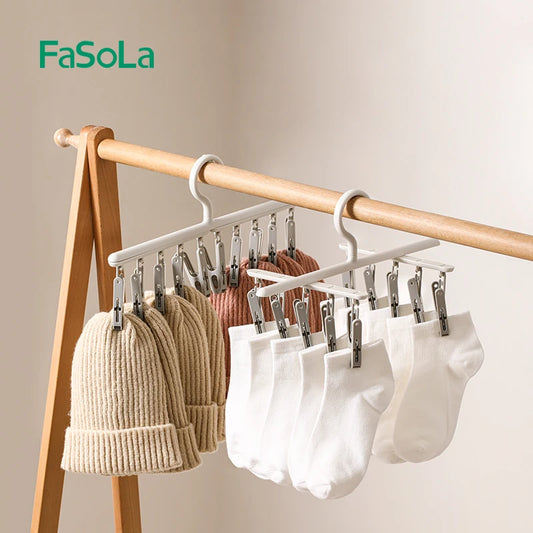 10-Clip Hanging Drying Rack for Socks and Undergarments