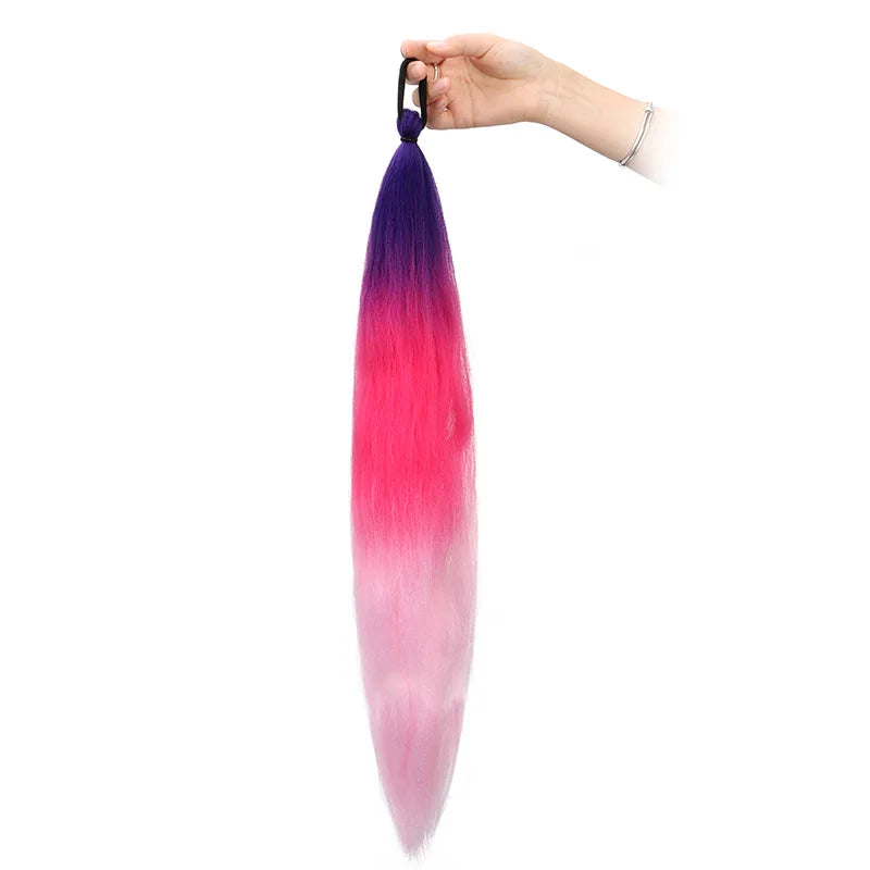 24-Inch Long Colored Braided Ponytail Hair Extension