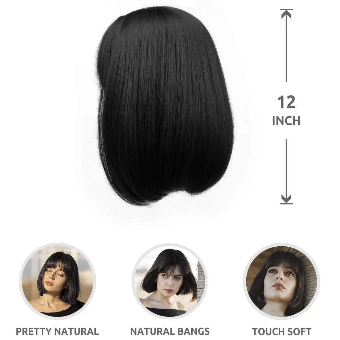 Short Straight Shoulder Length Wig with Bangs for Daily Wear