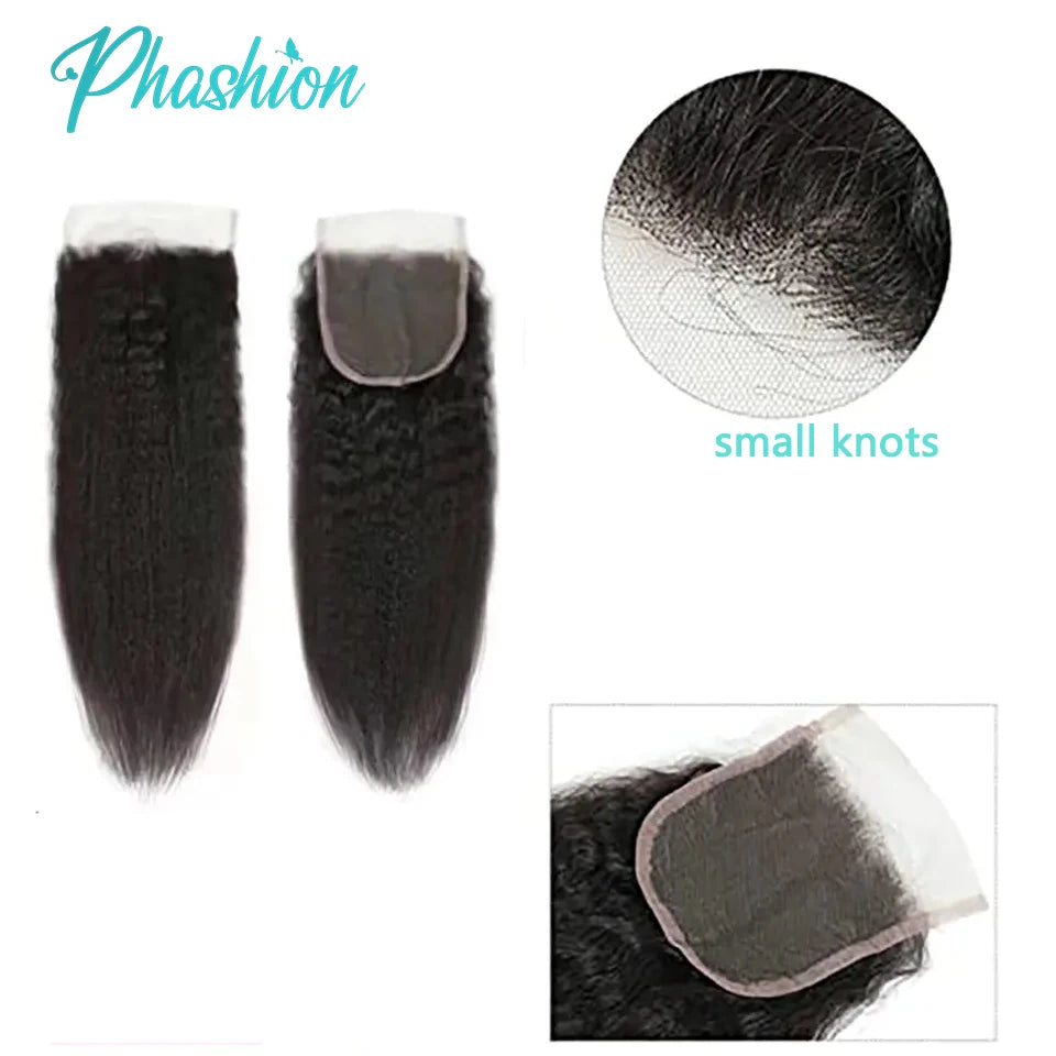 Kinky Straight Human Hair Lace Closure for Natural Styles - 3