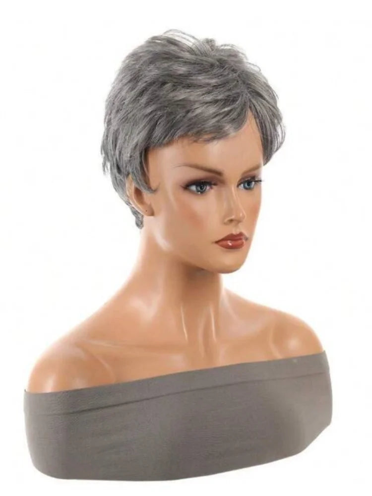 Short Gray Pixie Cut Wig for Women Daily Wear - 5