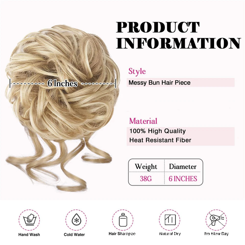 Messy Curly Hair Bun Scrunchie for Easy Updos - 9
