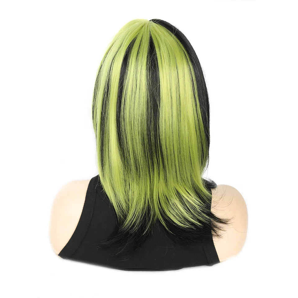18 Inch Two-Tone Straight Wig with Bangs for Parties and Cosplay - 5