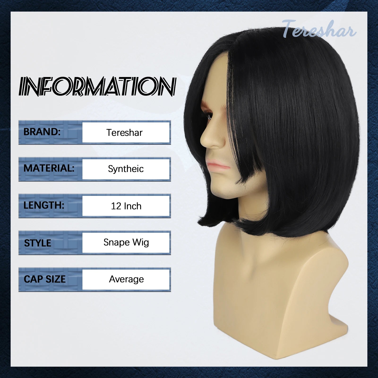 Short Black Synthetic Cosplay Wig for Men and Costume Parties - 2