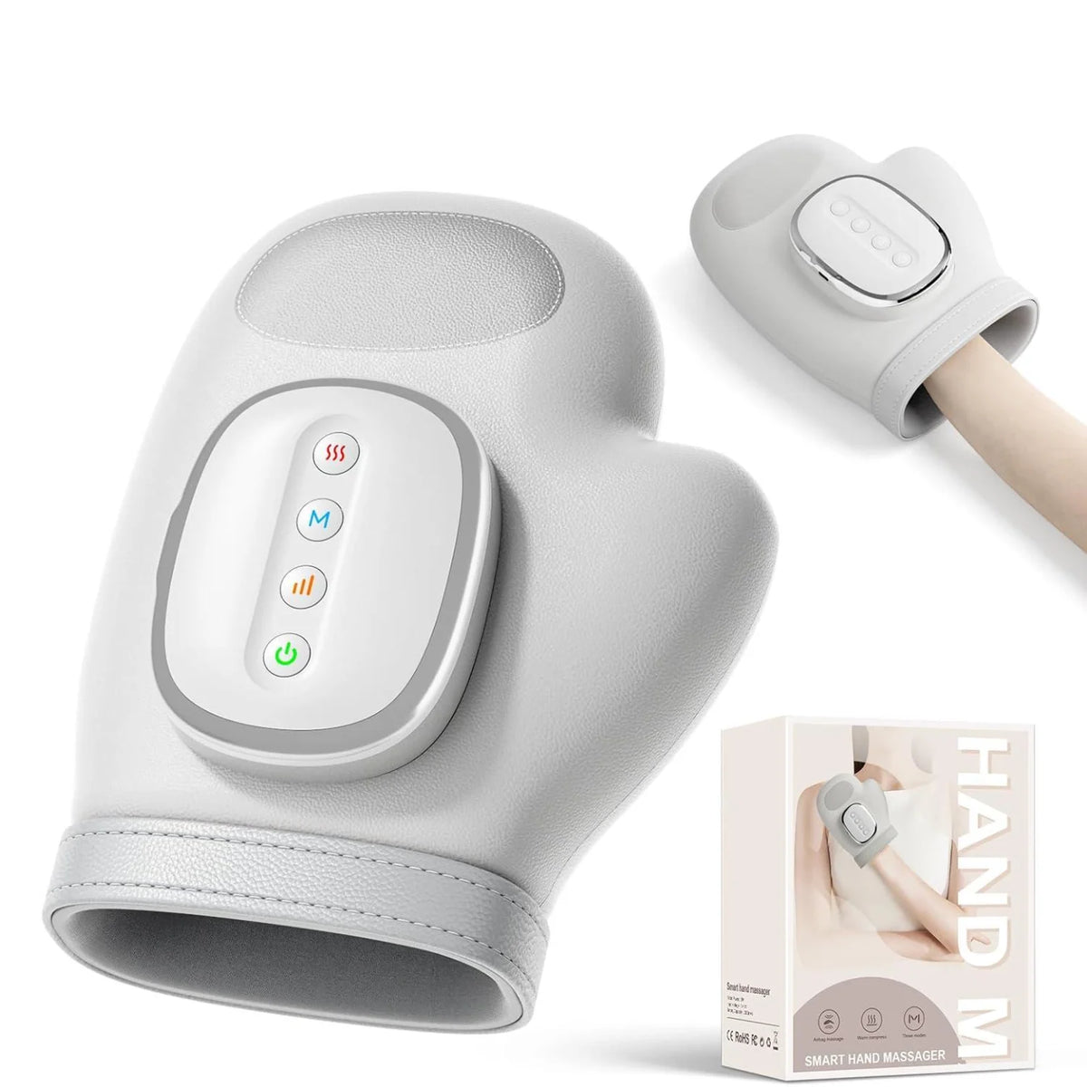Electric Hand Massager with Heat for Palm and Wrist Pain Relief