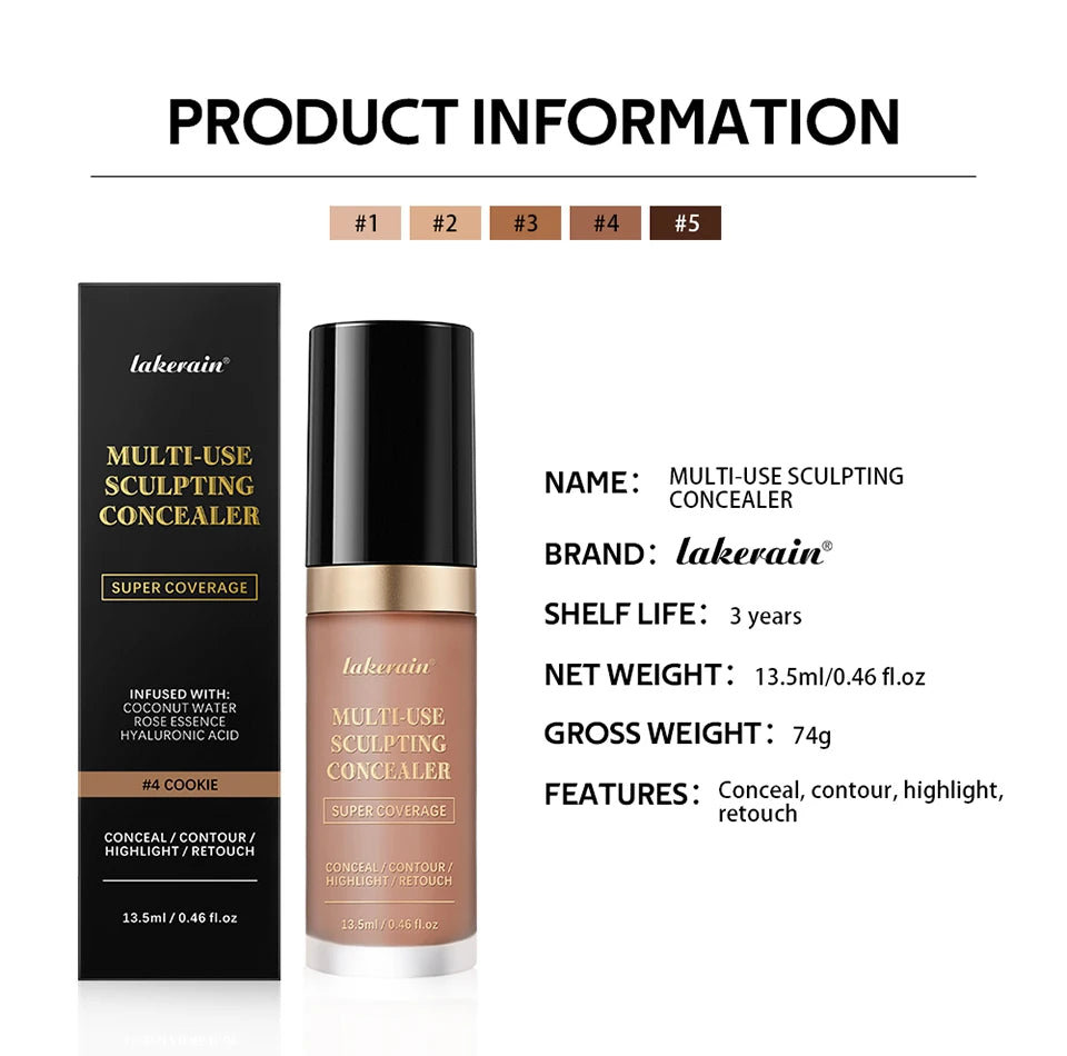 Multi-Use Sculpting Liquid Concealer for Full Face Coverage and Contouring - 14