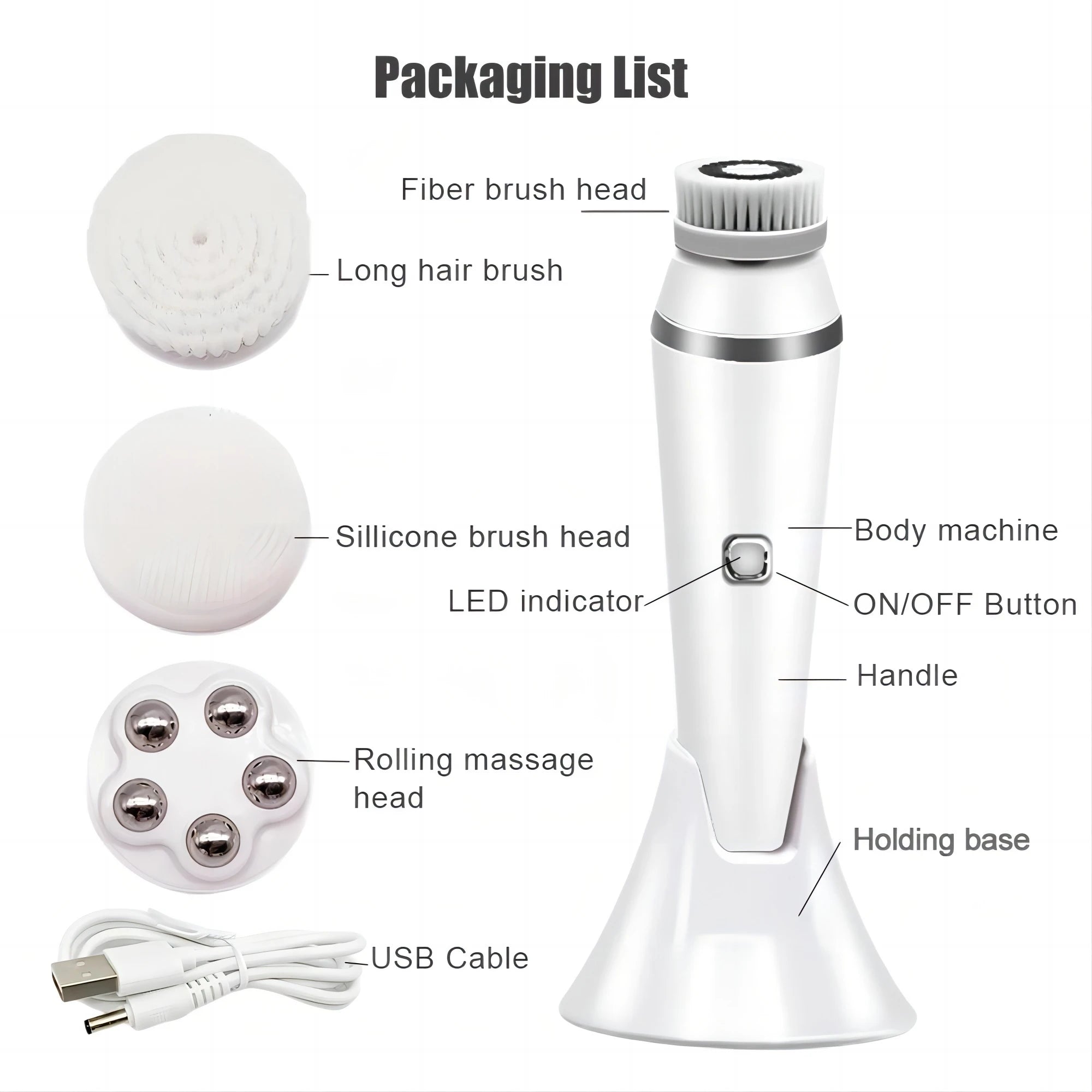 4-in-1 Electric Rotating Facial Cleansing Brush for Deep Pore Exfoliation - 16