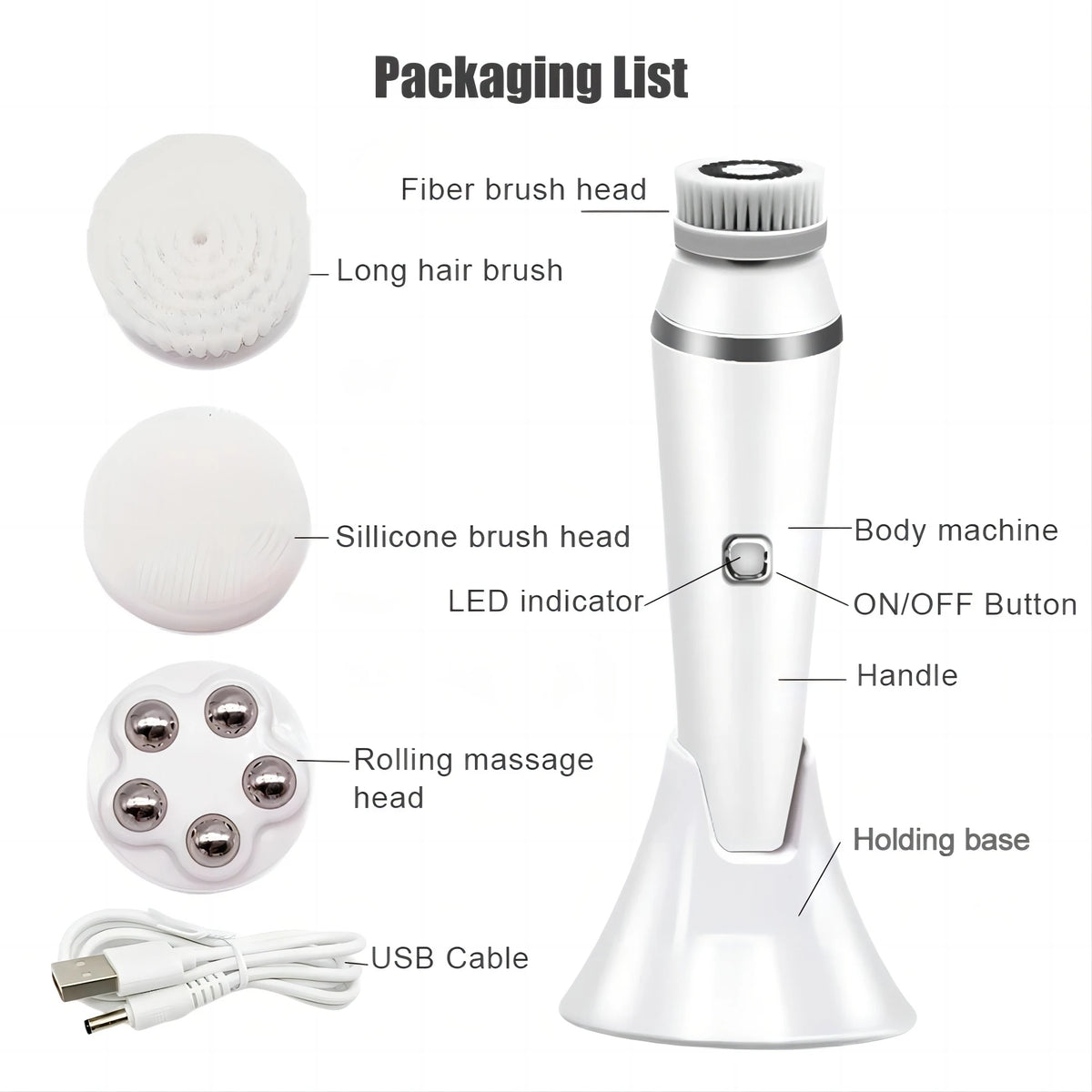 4-in-1 Electric Rotating Facial Cleansing Brush for Deep Pore Exfoliation