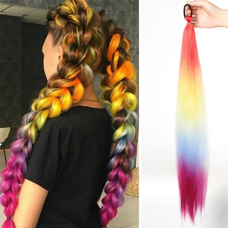 26" Long Ombre Synthetic Braiding Ponytail Extension - 8