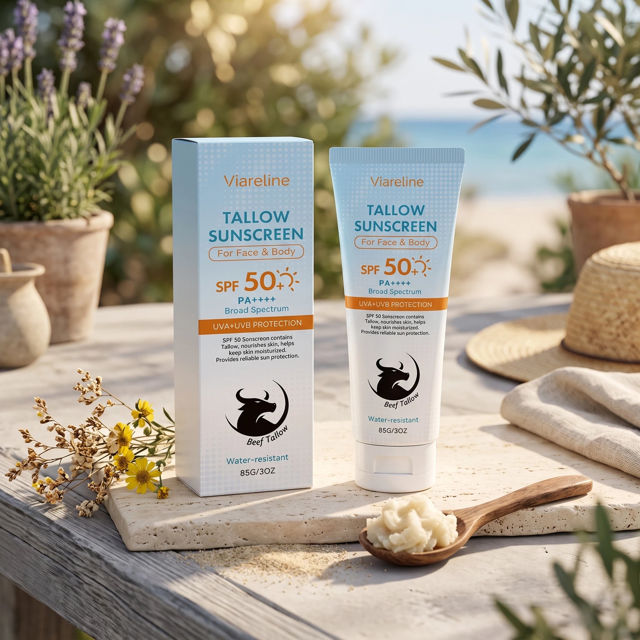 SPF 50 Tallow Sunscreen for Face and Body Hydration and Protection - 6