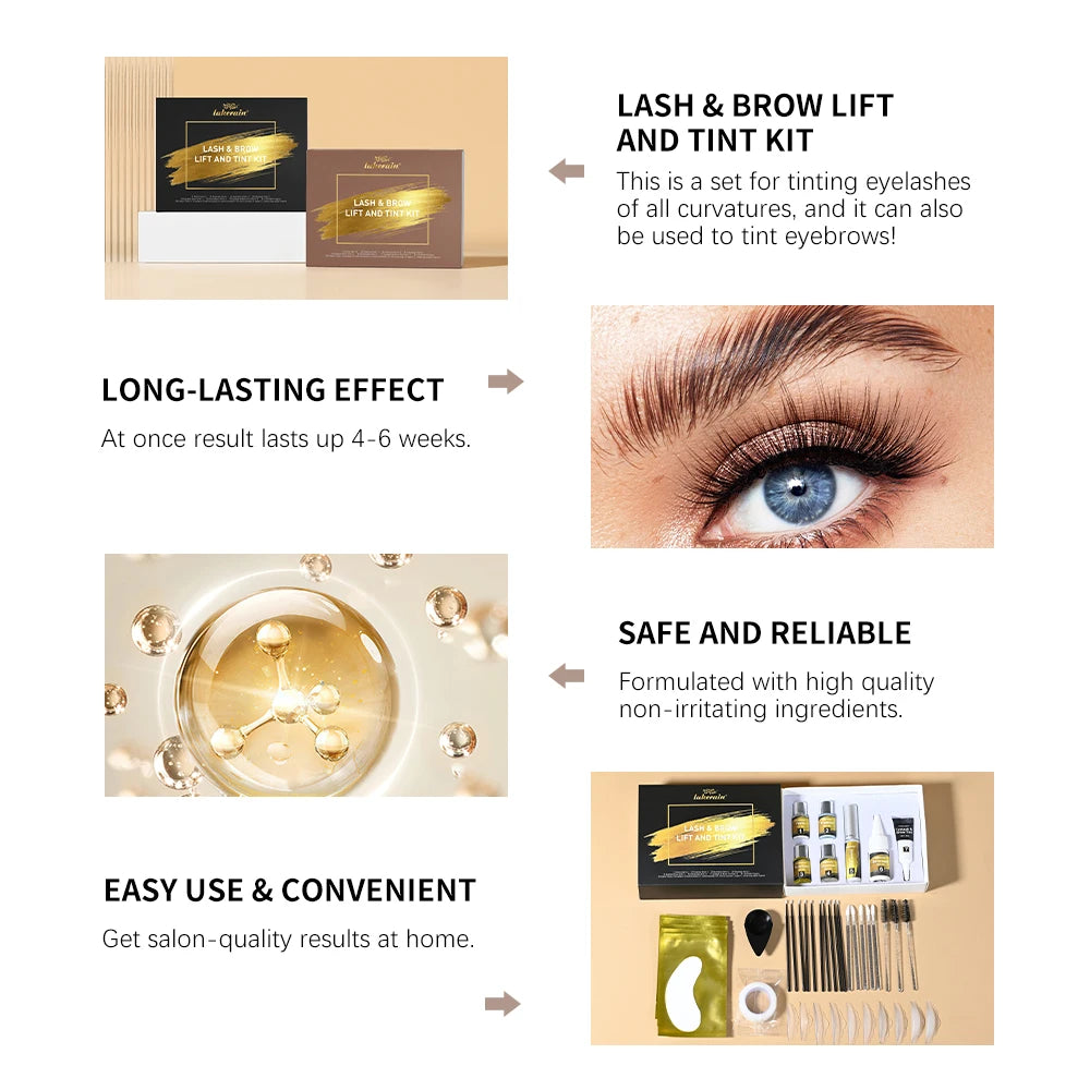 Professional Lash Lift and Brow Tinting Kit for Salon-Quality Results