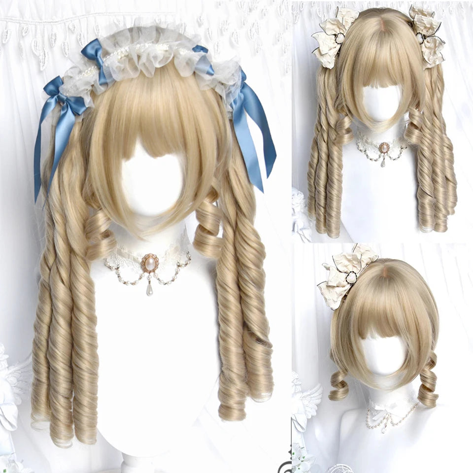Long Wavy Blonde Cosplay Wig with Bangs - 28