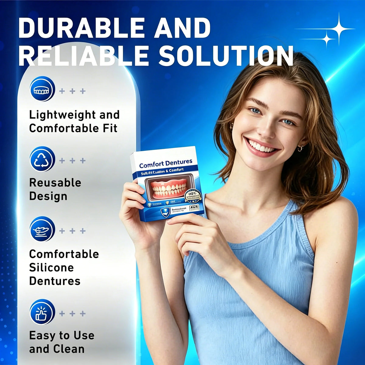 Flexible Silicone Denture Set for Natural Comfort Fit and Realistic Smile