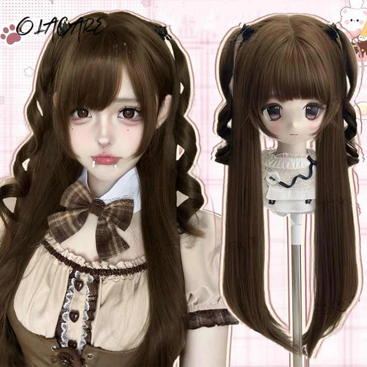 Long Curly Anime Cosplay Wig with Ponytails