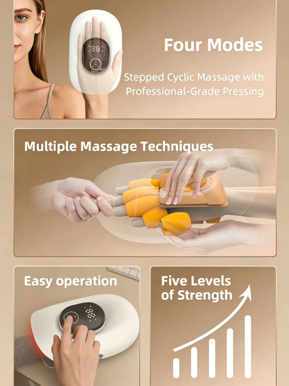 Electric Hand and Finger Massager with Deep Palm Kneading