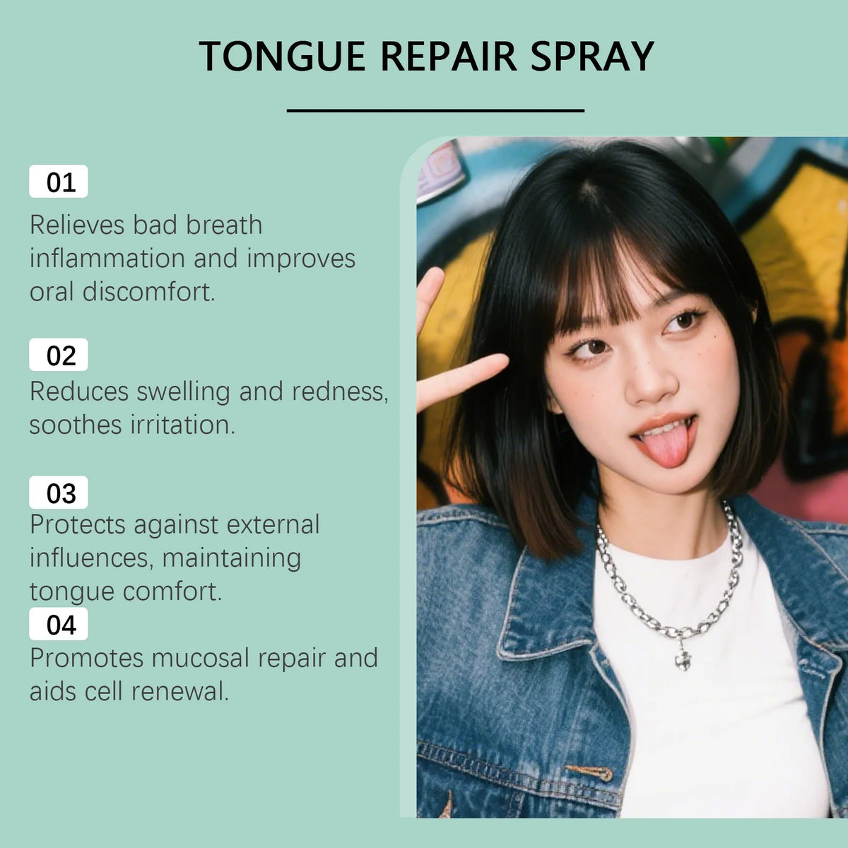 Refreshing Tongue Repair Spray for Oral Hygiene and Bad Breath Relief