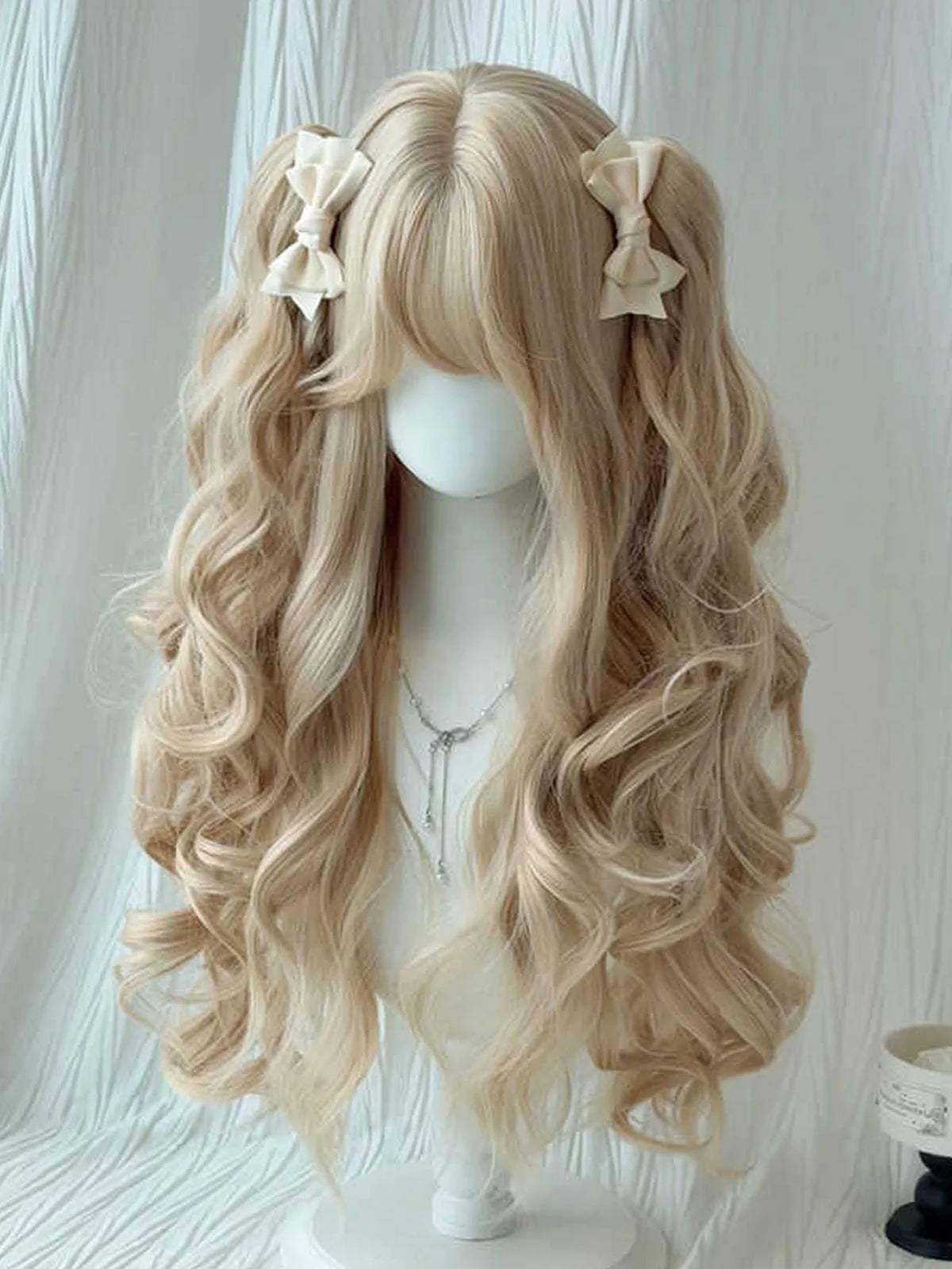 Long Wavy Blonde Cosplay Wig with Bangs