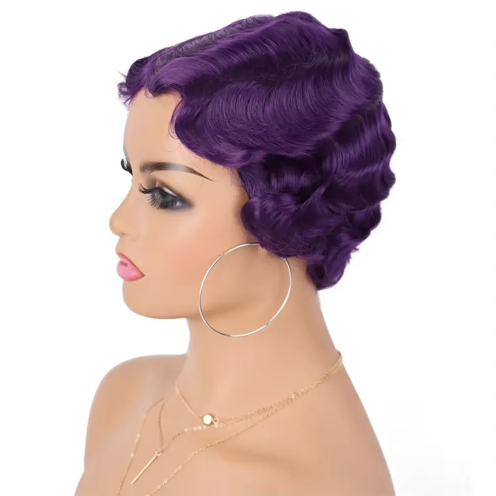 Short Curly Finger Wave Wig for Women 1920s Cosplay and Daily Use