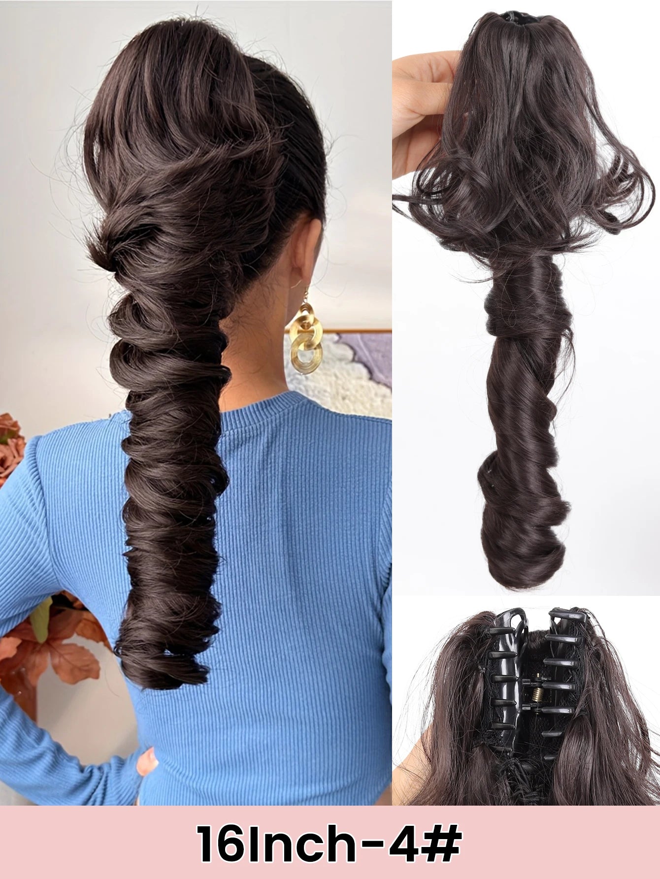 16-Inch Curly Claw Clip Ponytail Hair Extension - 28