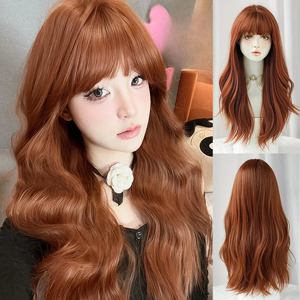 Long Wavy Blonde Cosplay Wig with Bangs - 33
