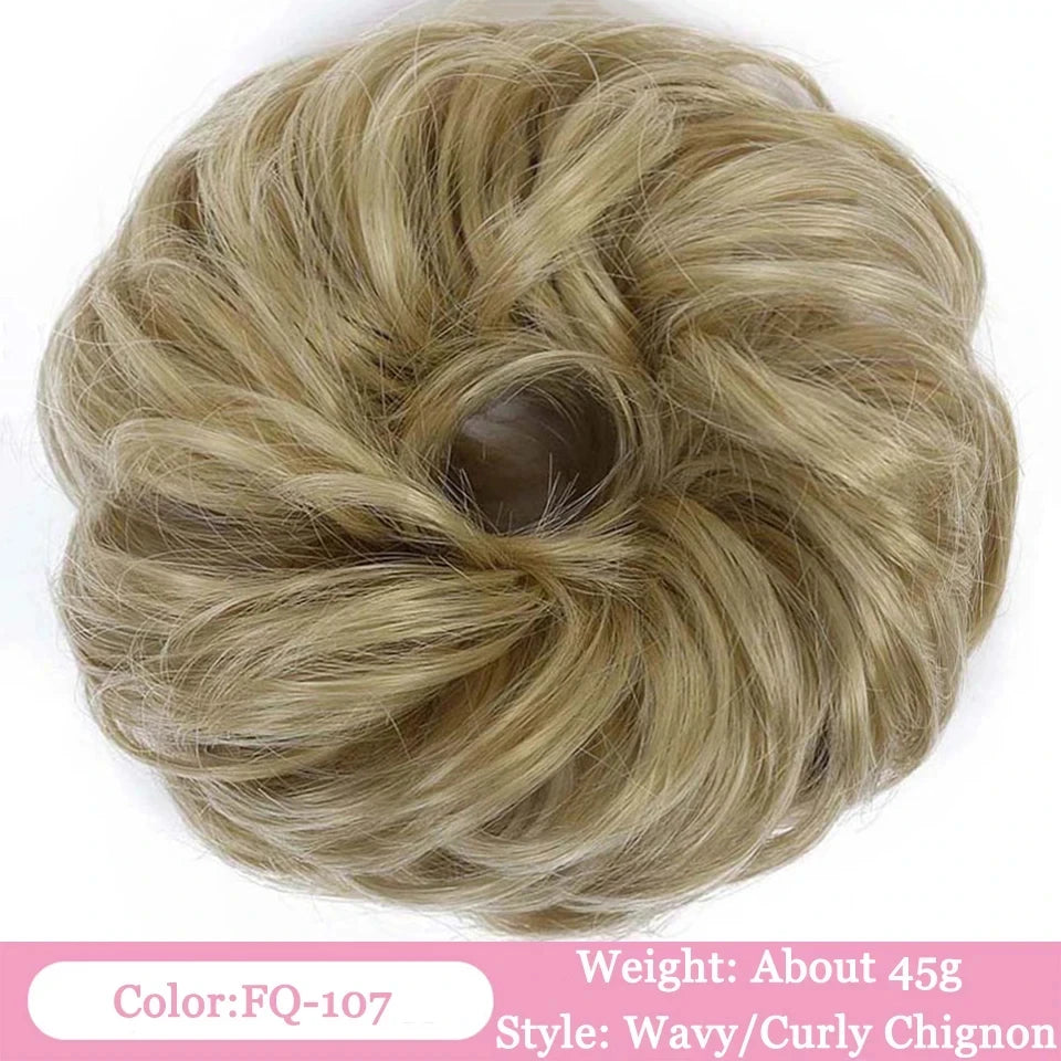 Messy Curly Hair Bun Scrunchie for Instant Volume