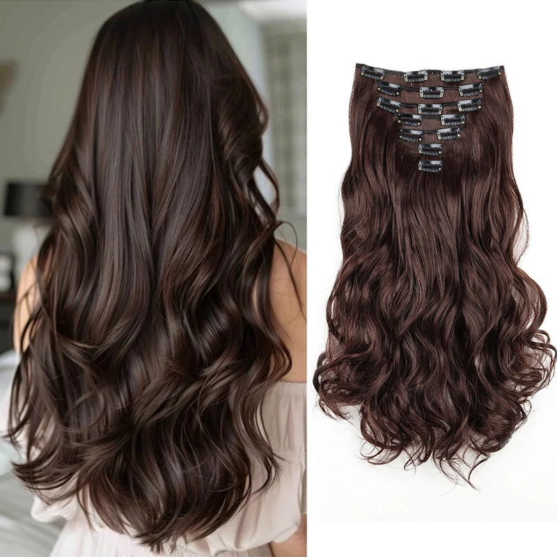 Wavy Curly Clip-In Hair Extension Set for Women