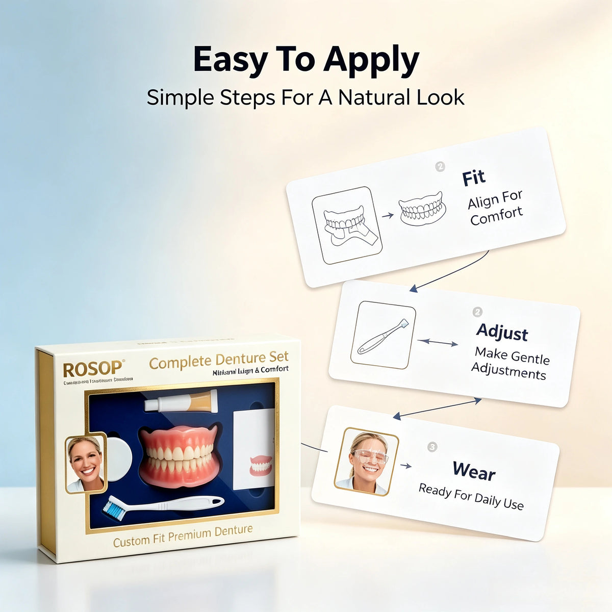 Custom Silicone Cosmetic Denture Set for Natural Smile Transformation
