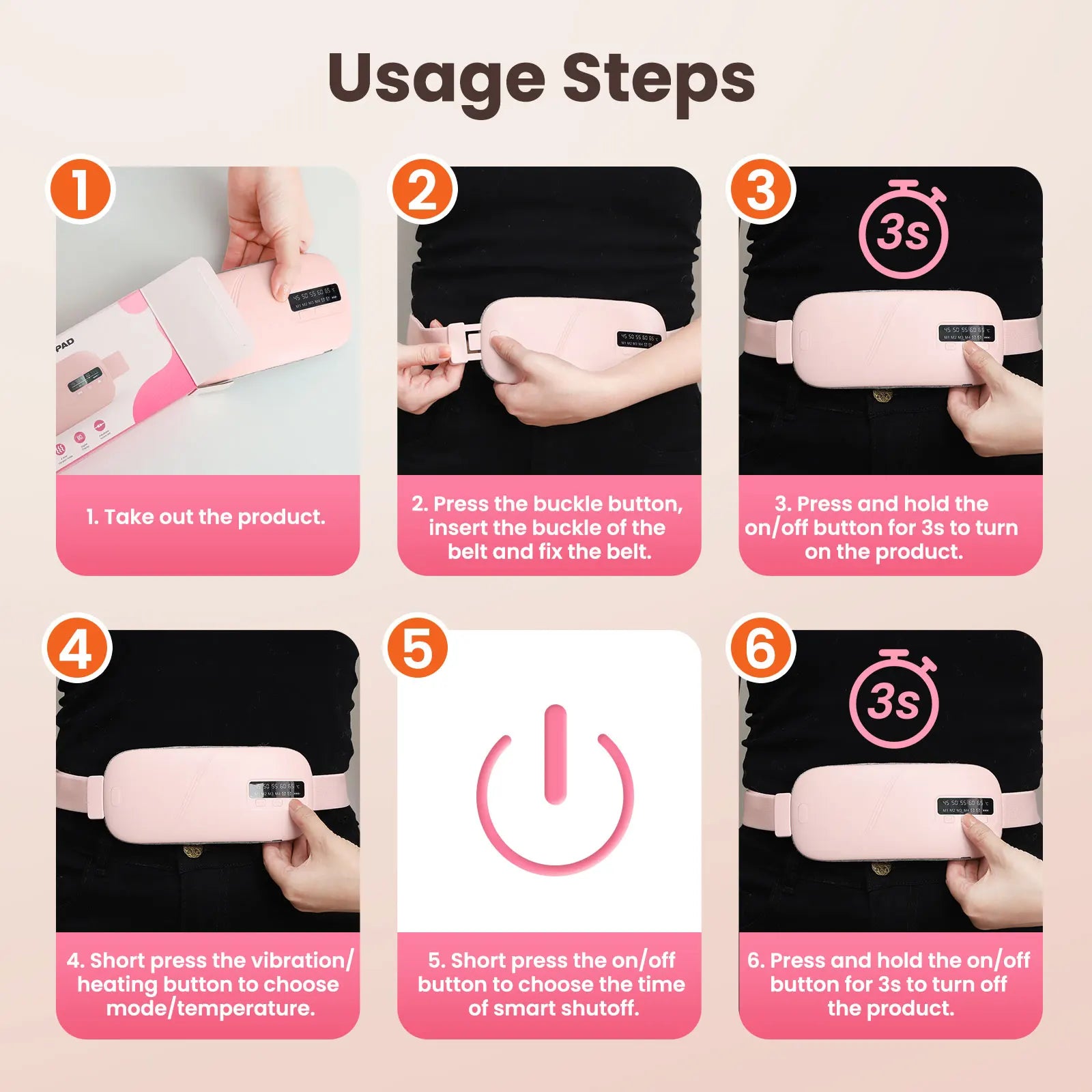 Portable Cordless Heating Pad with Vibration Massage for Period Cramps - 18