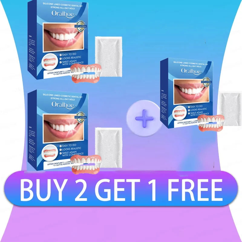 Natural Silicone Dentures Set for Instant Comfortable Smile Restoration