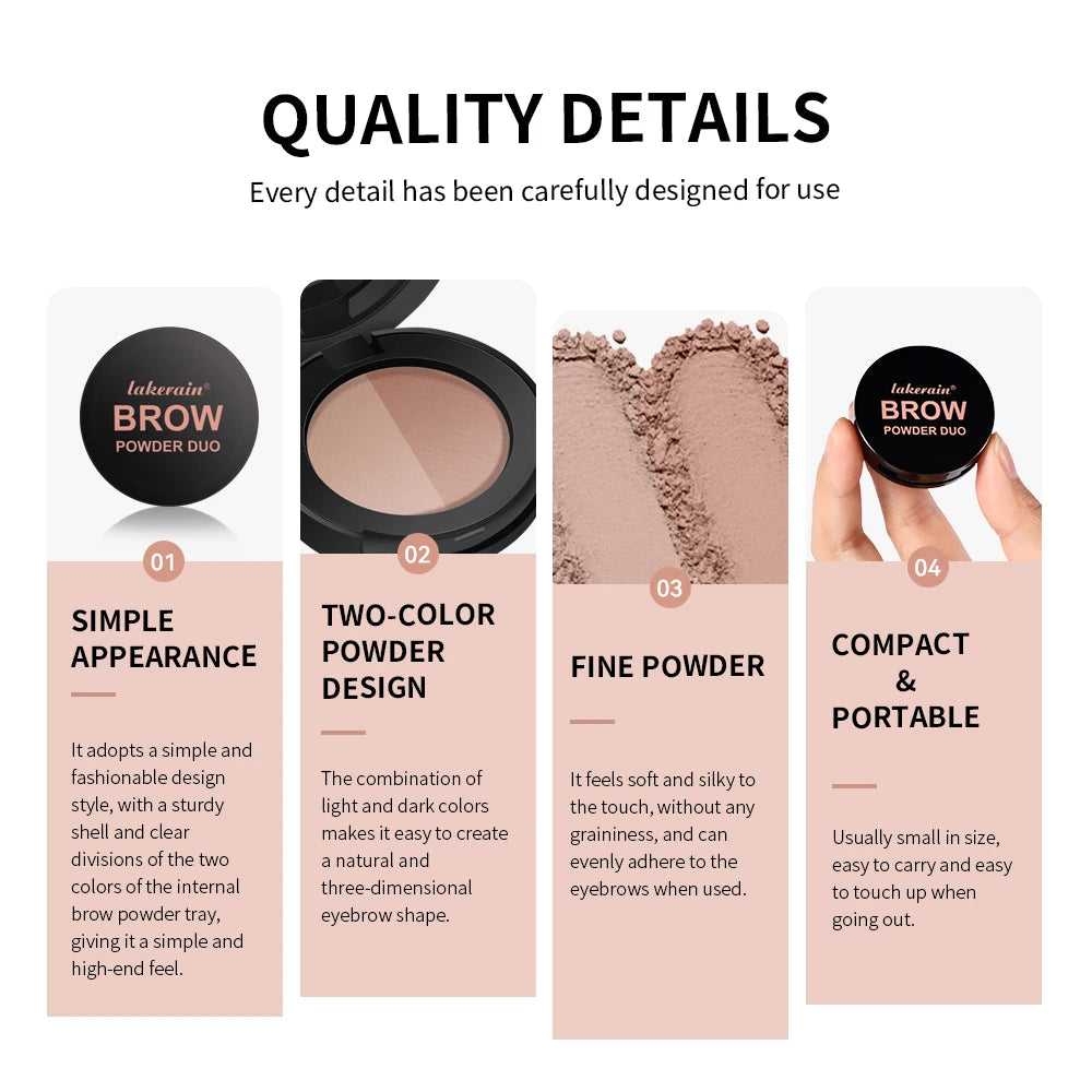 Two-Tone Waterproof Eyebrow Powder for Natural Sculpted Brows and Contouring - 5