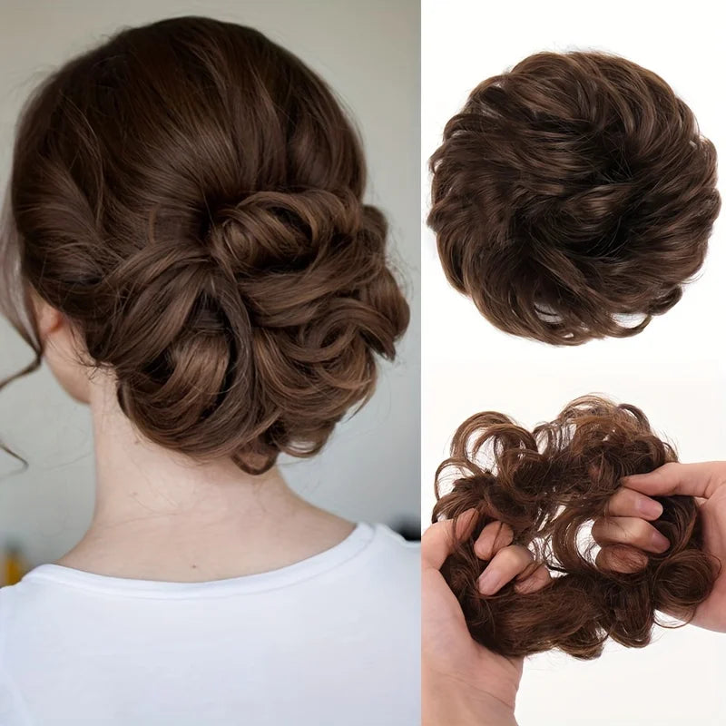 Messy Curly Hair Bun Extension for Instant Voluminous Updo Hairstyles - 8