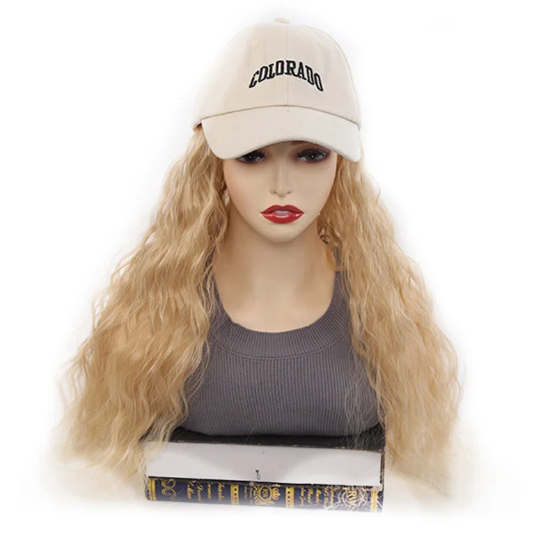 Water Wave Curly Baseball Cap Wig for Women - 6
