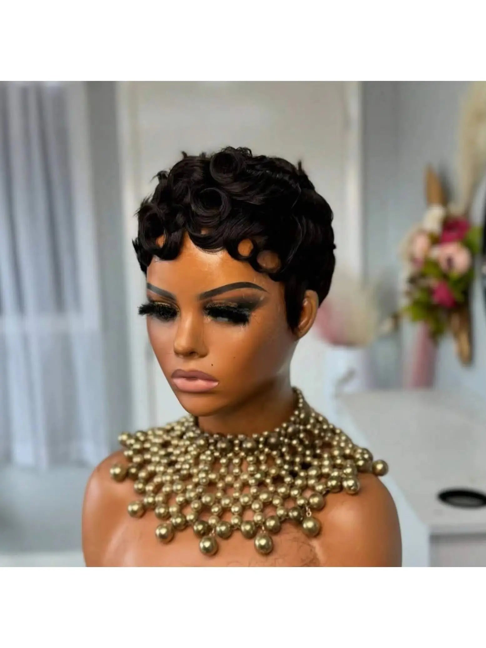 Short Curly Pixie Cut Wig for Women - 8