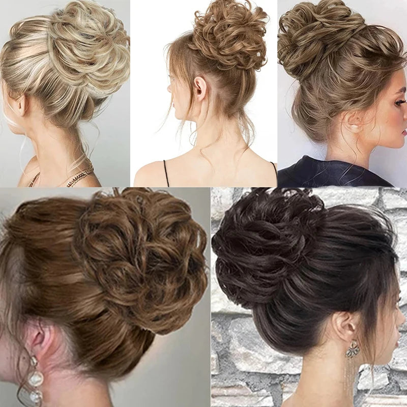 Messy Wavy Bun Hair Extension for Women Curly Chignon Hair Piece - 5