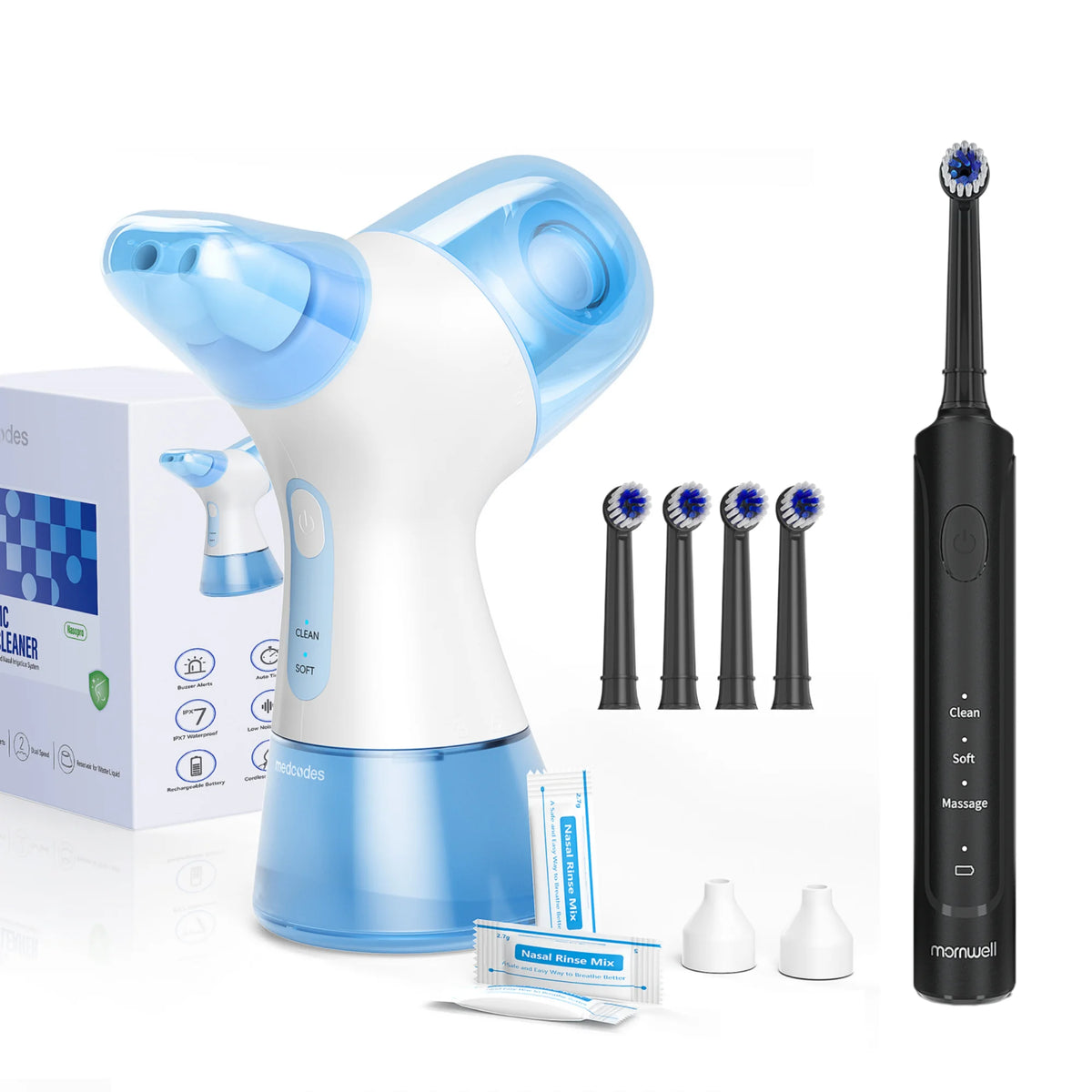 Electric Nasal Irrigator and Sonic Toothbrush Combo Set for Oral Sinus Care
