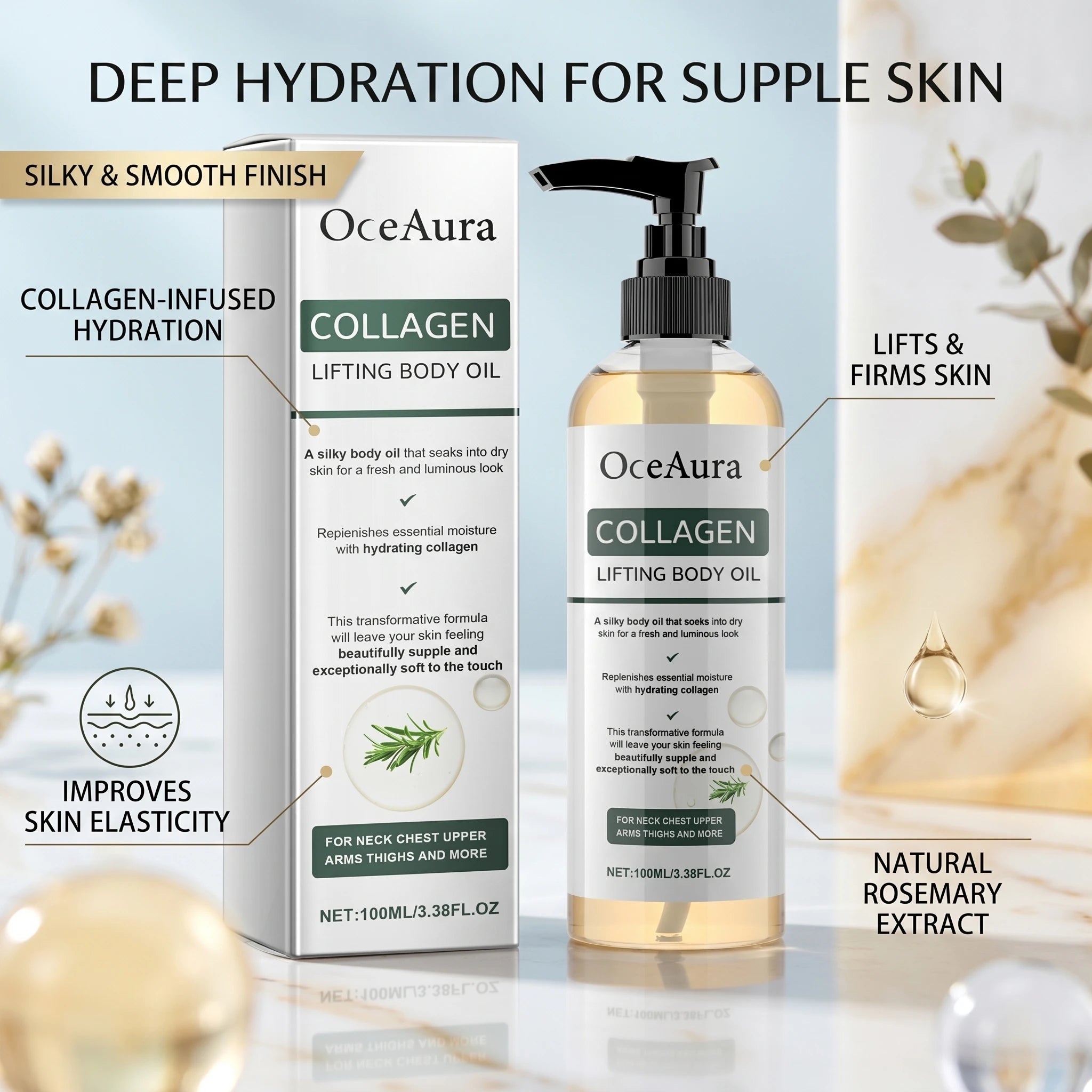 Collagen Body Firming Massage Oil for Skin Tightening and Hydration - 8