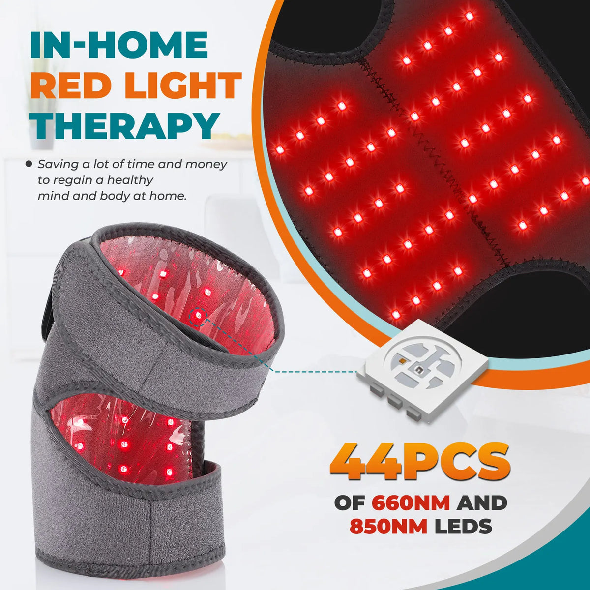 Cordless Heated Knee and Joint Wrap with Adjustable Heat and Red Light