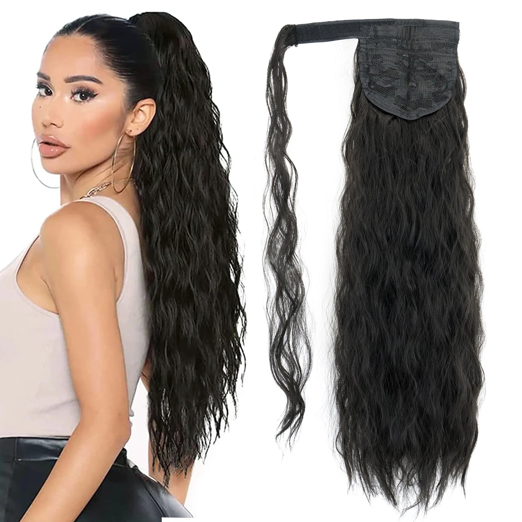 Long Kinky Curly Wrap Around Ponytail Extension for Instant Volume - 1