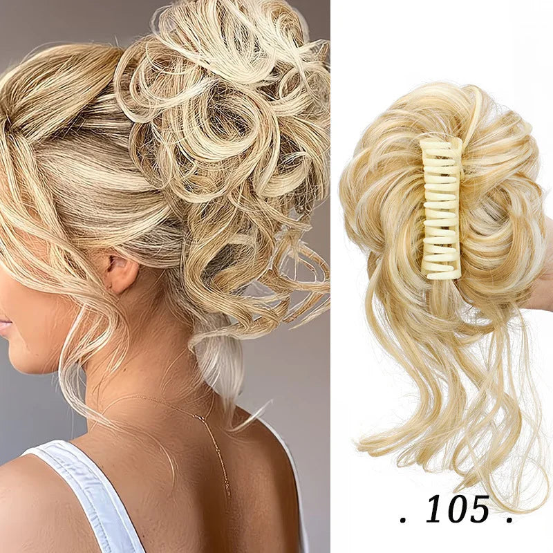 Elastic Curly Hair Bun Extension for Instant Volume and Updo Hairstyles - 26