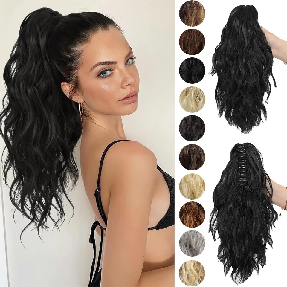 14-Inch Wavy Synthetic Claw Clip Ponytail Extension - 1