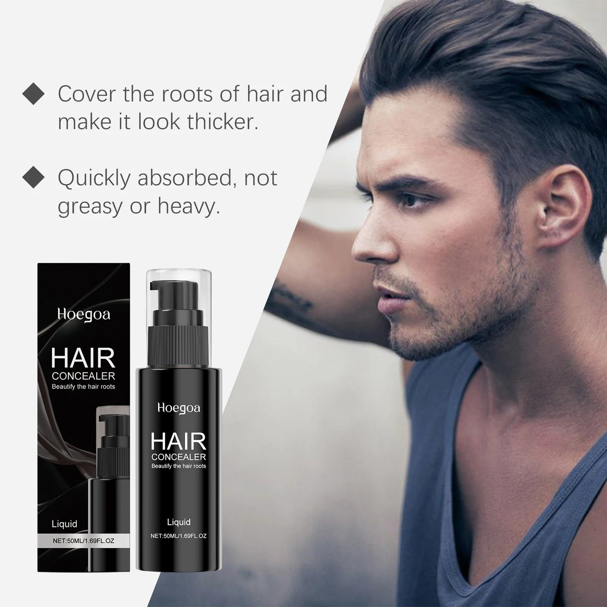 Instant Hair Concealer and Root Cover Up for Thicker Fuller Looking Hair