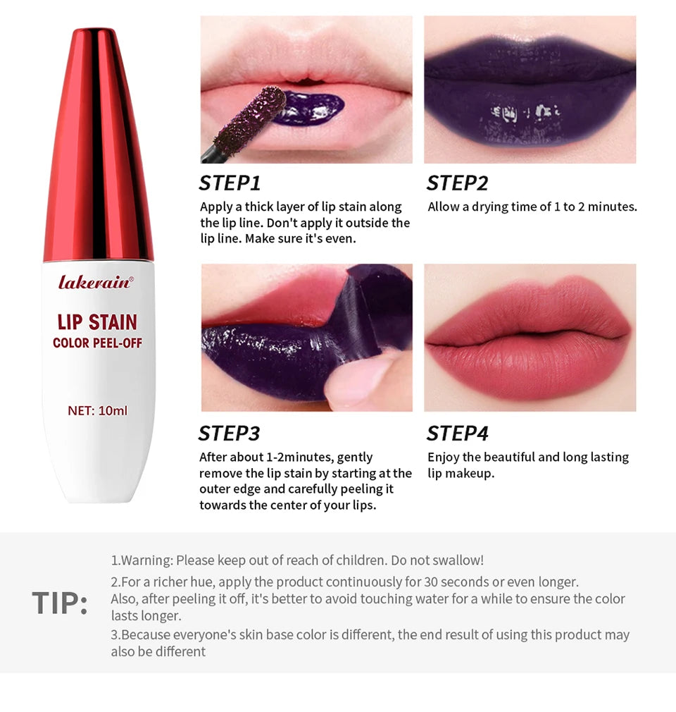 Waterproof Peel-Off Lip Stain for Long-Lasting Natural Color - 11