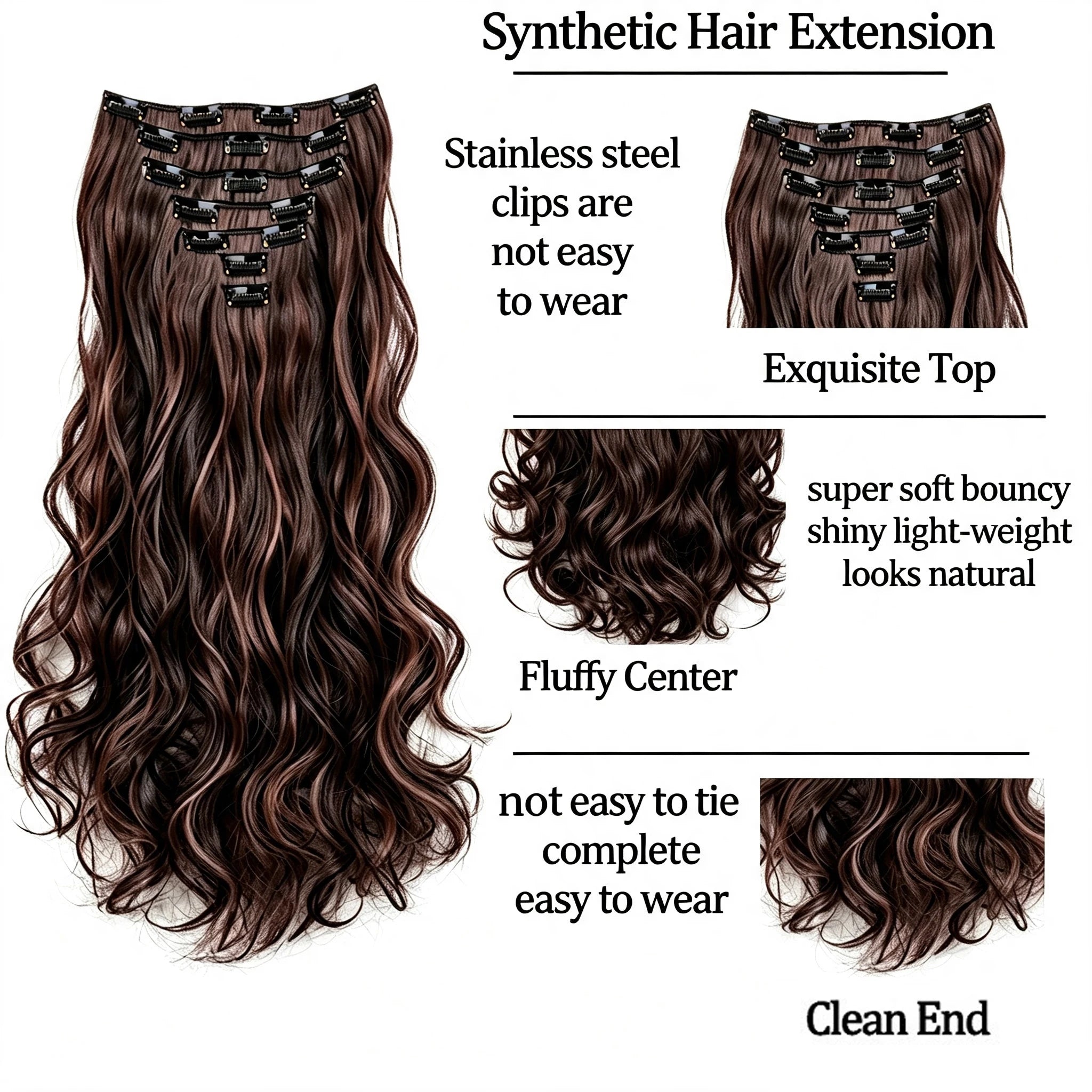 18-Inch Wavy Clip-In Hair Extensions for Voluminous Styles - 4