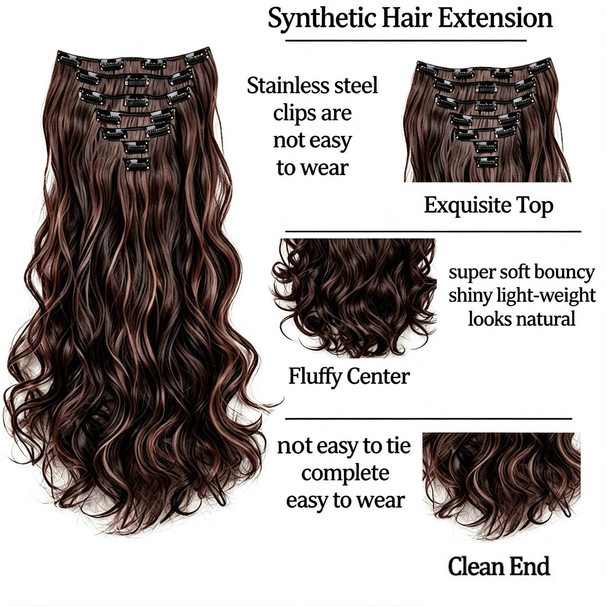 18-Inch Wavy Clip-In Hair Extensions for Voluminous Styles
