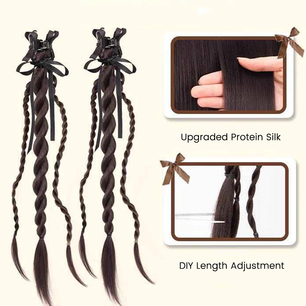 Synthetic Bow Ponytail Twist Braid Hair Clip