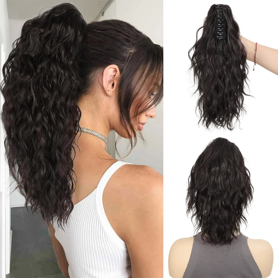 20 Inch Wavy Claw Clip Ponytail Hair Extension - 11