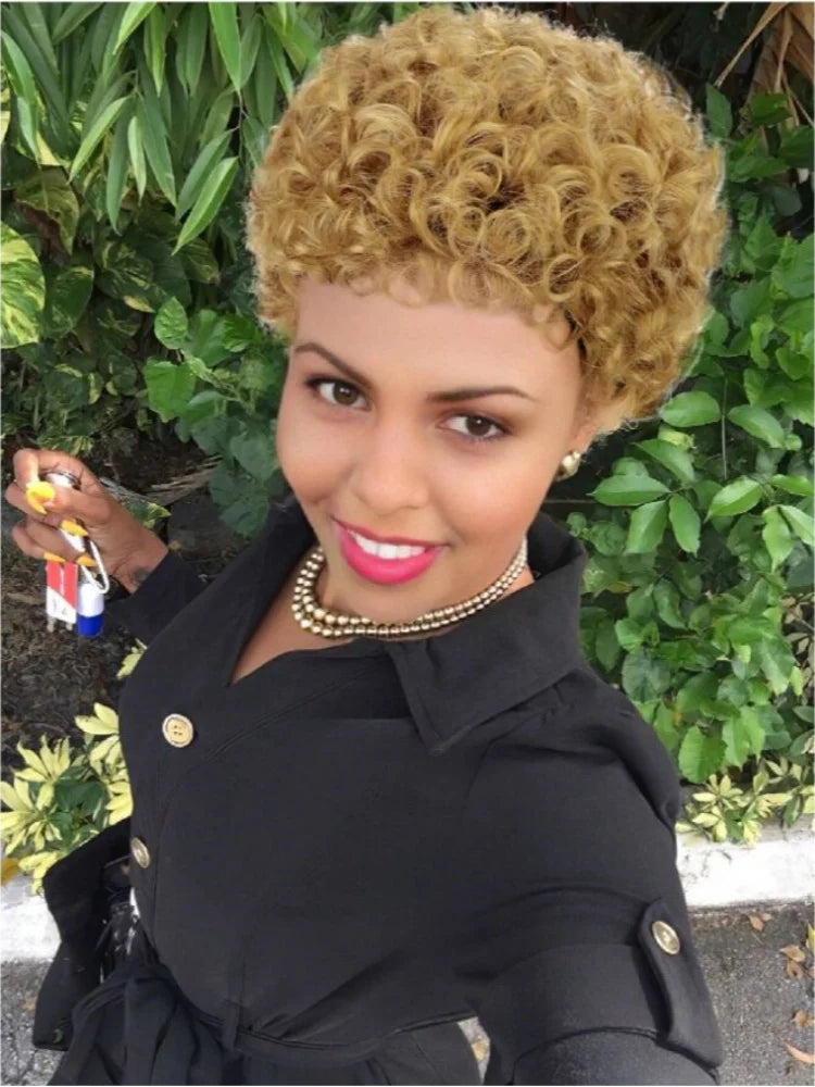 Short Curly Pixie Cut Wig for Women
